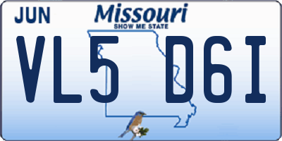 MO license plate VL5D6I