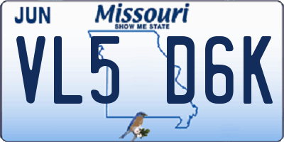MO license plate VL5D6K
