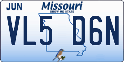 MO license plate VL5D6N