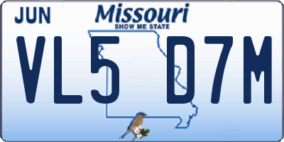 MO license plate VL5D7M
