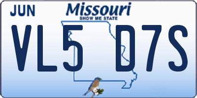 MO license plate VL5D7S