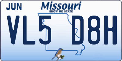 MO license plate VL5D8H
