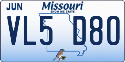 MO license plate VL5D8O