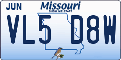 MO license plate VL5D8W