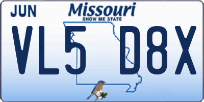 MO license plate VL5D8X