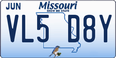 MO license plate VL5D8Y