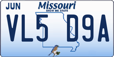 MO license plate VL5D9A