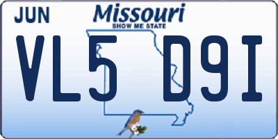 MO license plate VL5D9I