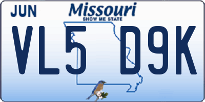 MO license plate VL5D9K