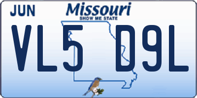 MO license plate VL5D9L