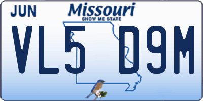 MO license plate VL5D9M