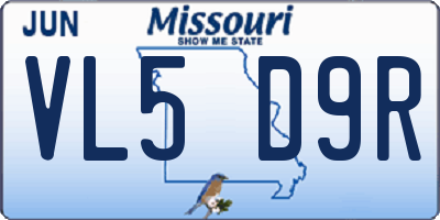 MO license plate VL5D9R