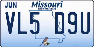 MO license plate VL5D9U