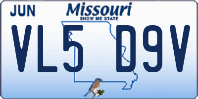 MO license plate VL5D9V