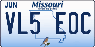 MO license plate VL5E0C