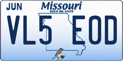 MO license plate VL5E0D