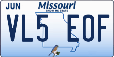 MO license plate VL5E0F