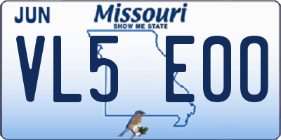 MO license plate VL5E0O