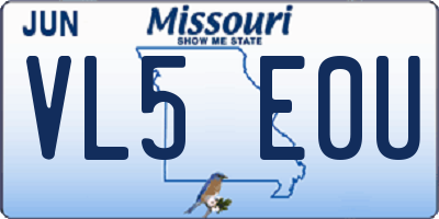 MO license plate VL5E0U