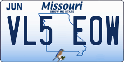 MO license plate VL5E0W