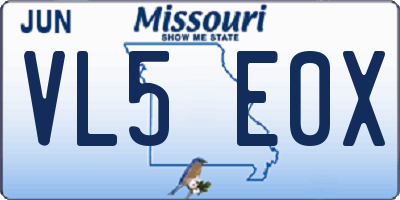 MO license plate VL5E0X