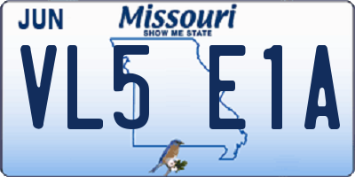 MO license plate VL5E1A