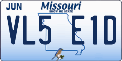 MO license plate VL5E1D
