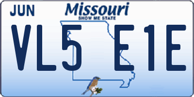 MO license plate VL5E1E