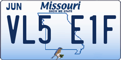 MO license plate VL5E1F