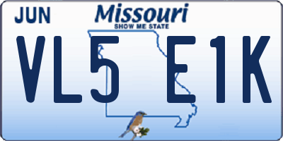 MO license plate VL5E1K