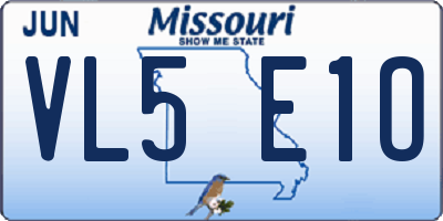 MO license plate VL5E1O