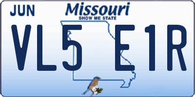 MO license plate VL5E1R