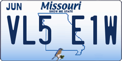 MO license plate VL5E1W