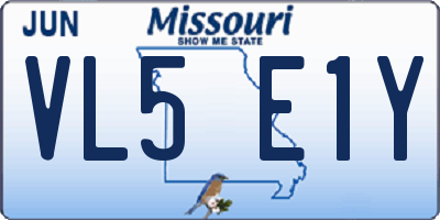 MO license plate VL5E1Y