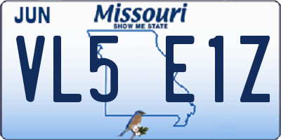 MO license plate VL5E1Z