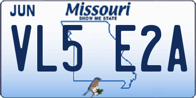 MO license plate VL5E2A