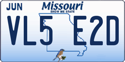 MO license plate VL5E2D