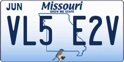 MO license plate VL5E2V