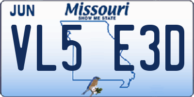MO license plate VL5E3D