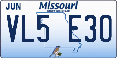 MO license plate VL5E3O