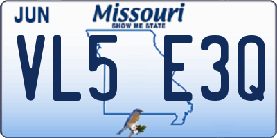 MO license plate VL5E3Q