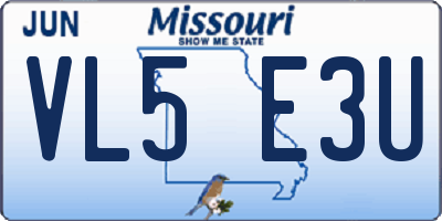 MO license plate VL5E3U
