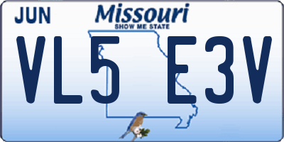 MO license plate VL5E3V