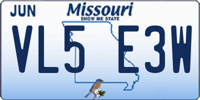 MO license plate VL5E3W