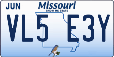 MO license plate VL5E3Y