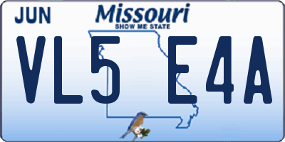MO license plate VL5E4A