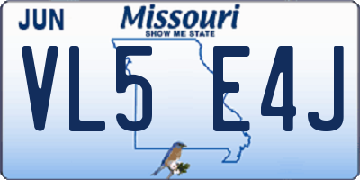 MO license plate VL5E4J