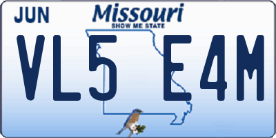 MO license plate VL5E4M