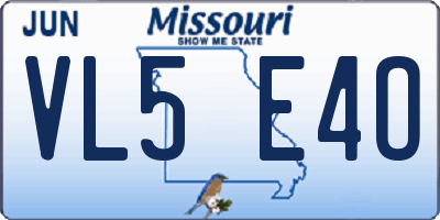 MO license plate VL5E4O