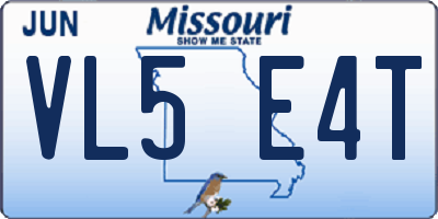 MO license plate VL5E4T